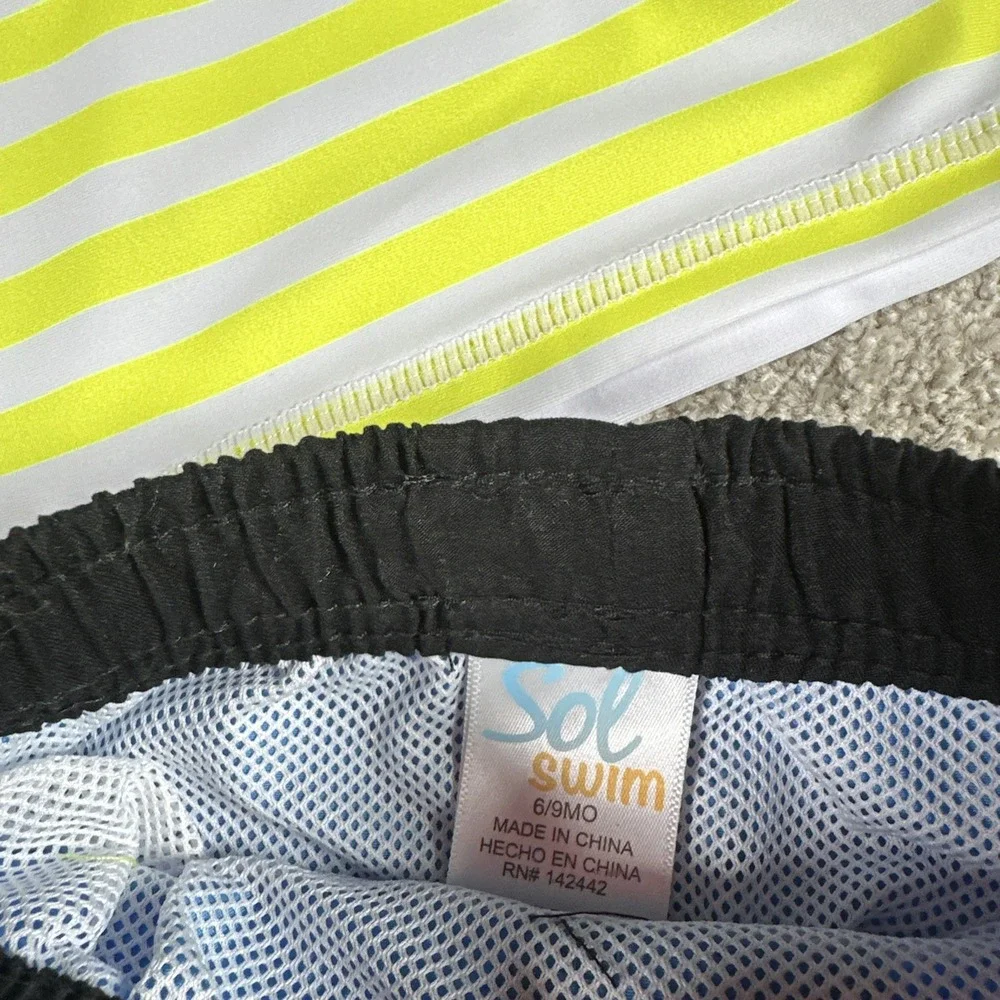 Sol Swim Boy's 2 Piece Swim‎ Set 6-9 Months UPF 50+ Sun Protection Lizard Iguana